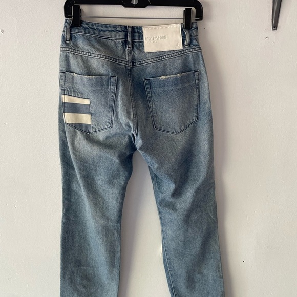 New! One teaspoon Blue Truckers Mid Waist Straight Leg Denim Jeans 37694 - Picture 3 of 14